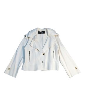 Vintage French-Louis Feraud 100% Wool Cream Blazer/Jacket with Gold Details